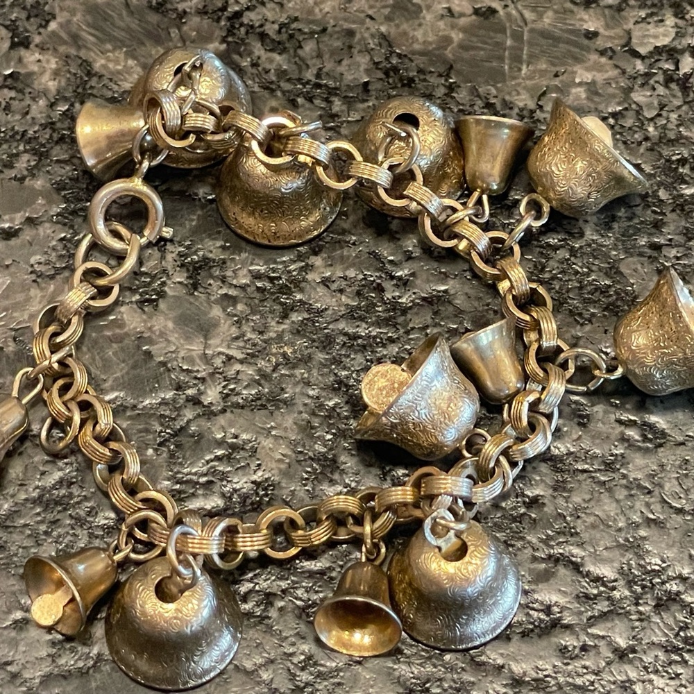 Silver bells charm bracelet